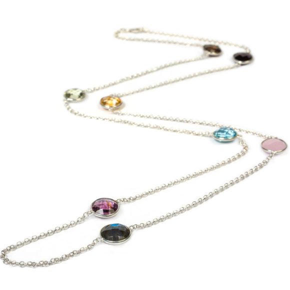 Kette mit bunten runden edelsteinen