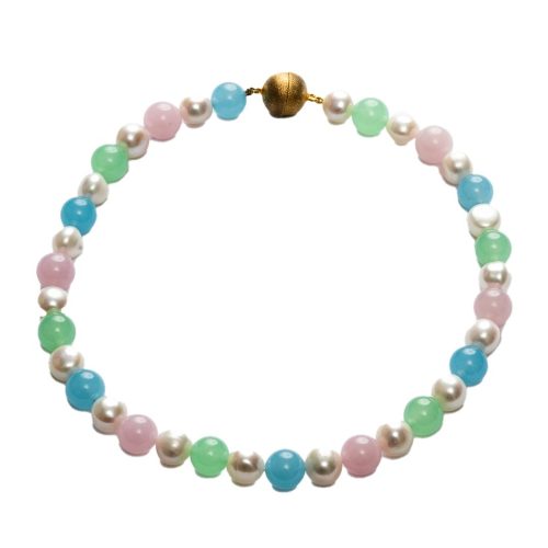halskette rosa hellgruene hellblaue achate suesswasserperlen