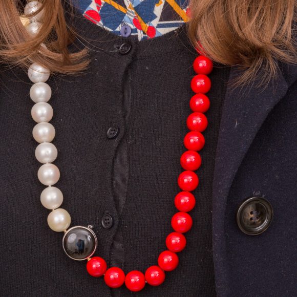 Edelstein Kette Rot Weiss