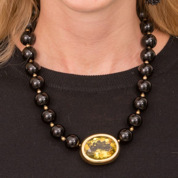 Edelstein Kette Schwarz Wechselschliesse