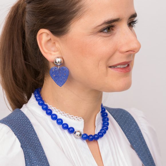 Ohrringe Herz Blau Kette