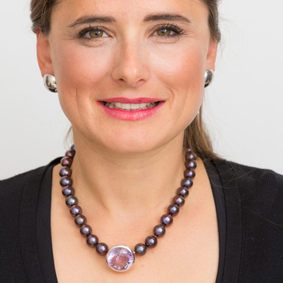 Perlenkette Braun Violett