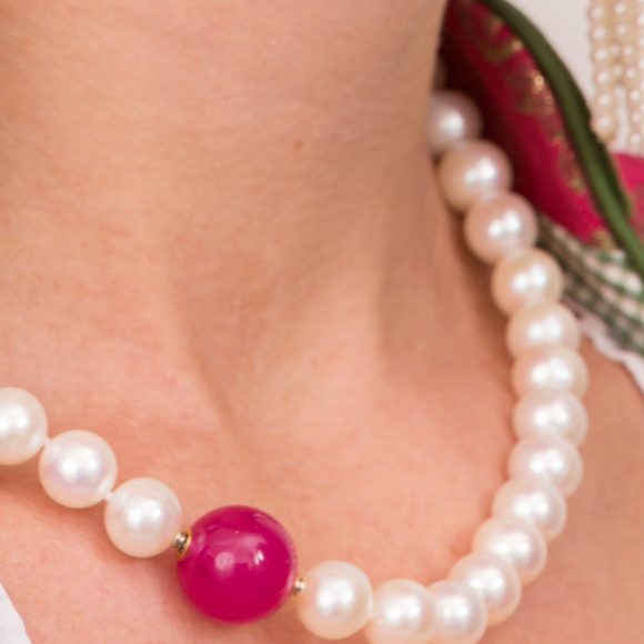 Perlenkette Mit Wechselschliesse Pink